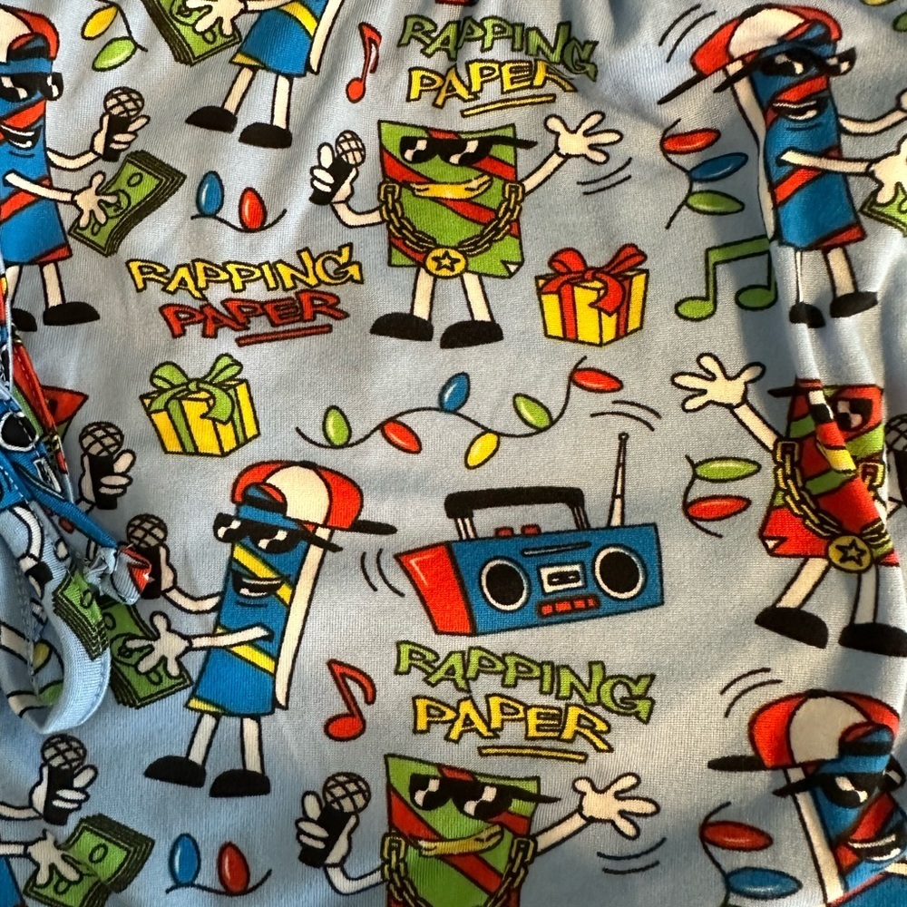 New Men’s blue‎ pajama lounge Christmas Rapping Paper pj pants size XL - Picture 7 of 7